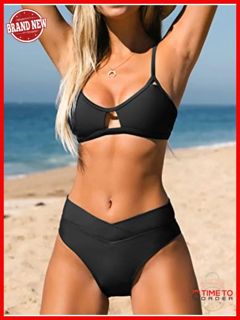 Two Piece Bikini Set Cut Out High Waisted Scoop Neck V Front Bottom
